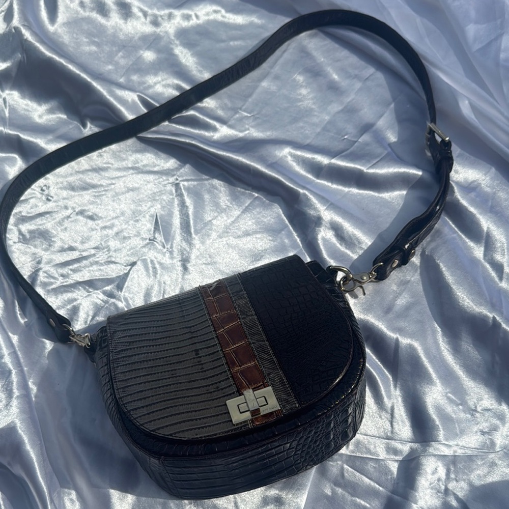 Elegant Black and Brown Crossbody Bag